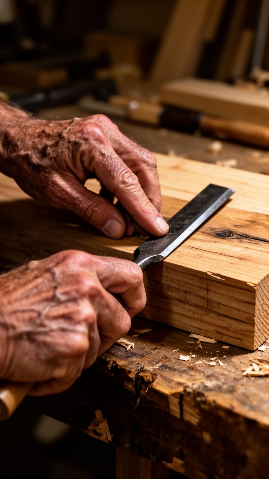 A craftsman working with timber